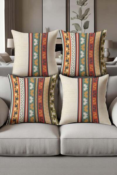 Dolce Mariee Digital Printed Soft Textured 4-Piece Throw Pillow Cover Set Krl...