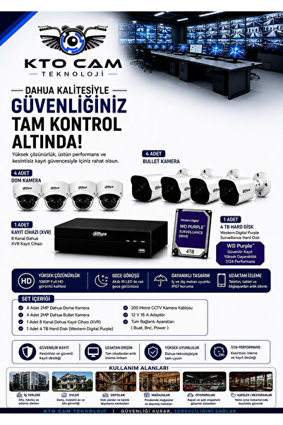 DAHUA 8' Li AHD Kamera Seti-İstanbul Montaj Dahil