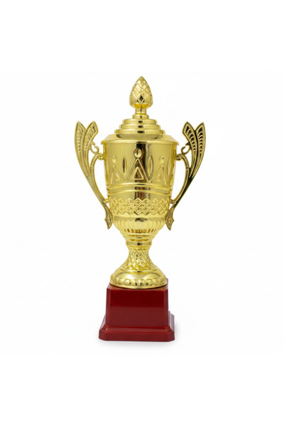 AKDC Gold & Red Elegant Plastic Trophy – 25 cm Award Cup