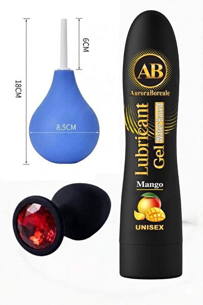 AuroraBoreale Büyük Boy Mangolu Kayganlaştırıcı Jel Siyah Pompası Kırmızı Taş...