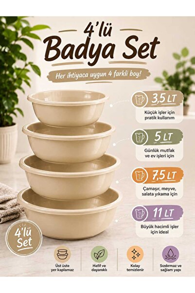 zemihra 4'lü Renkli Karıştırma Kabı Seti - Çok Amaçlı İç İçe Geçen Hamur ve S...