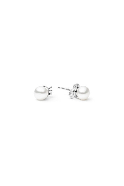 MANAVA Silver stud earrings with natural pearls - Pure