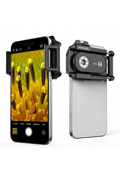 APEXEL Obiectiv Microscop LED 300x + Filtru CPL Pentru Telefon Apl-ms300