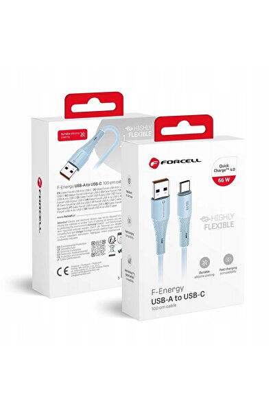Forcell Kabel USB A do USB C F-Energy QC4.0 3A 66W Silicone 1 m C342 niebieski