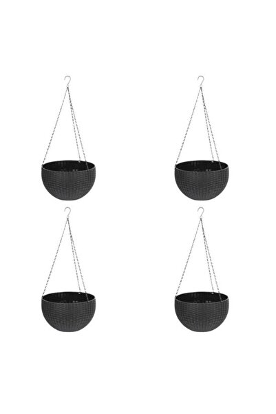 Evelise Set de 4 ghivece suspendate pentru flori 26x16 cm, gri închis