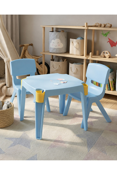 TrentonGCC Plastic Kids Table with Two Pockets and 2 Pcs Junior Chair Armless...