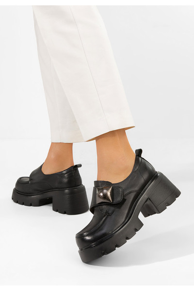 B T Shoes Mocasini dama piele Geolia negri