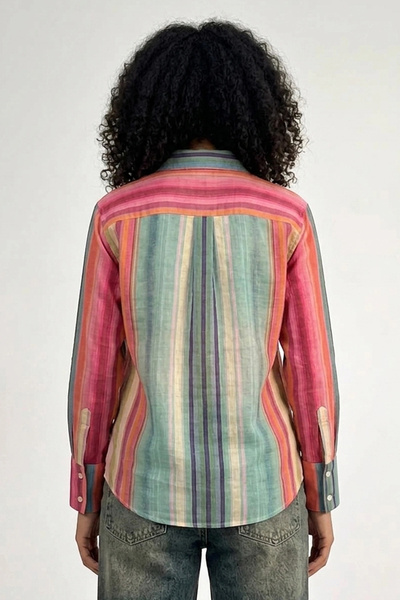 Meine Liebe Unterwäsche Vertical Striped Colorful Women's Shirt