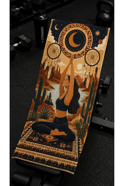 Piloji Yoga & Pilates Spor Havlusu Dijital Baskılı Fitness Havlusu 48x90 Spor...