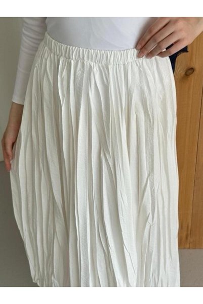 Kavicollectiontr Women's White Crinkle Textured Skirt