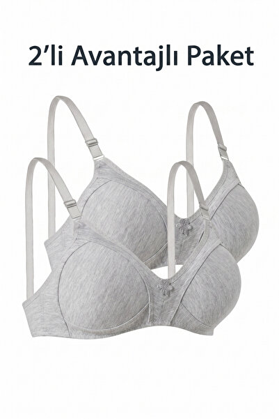 Ebru Advantageous Pack of 2 Gray Combed Cotton Supportive Bras