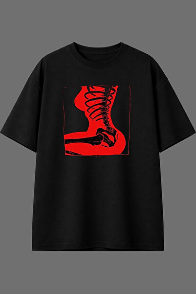 VSRN Red Body Design Front Printed Black Oversize T-Shirt