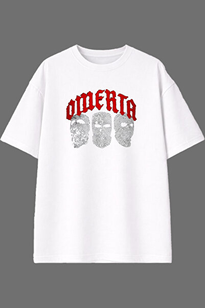 VSRN Tricou oversize alb cu imprimeu frontal cu design cu amprentă digitală