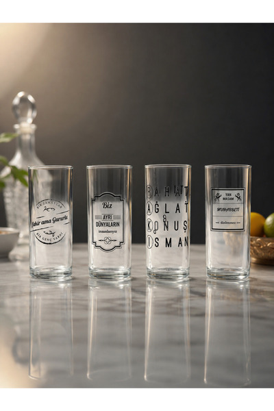 Paşabahçe Özel Tasarım Yazılı Rakı Bardağı 200 cc | Eğlenceli ve Modern Cam B...