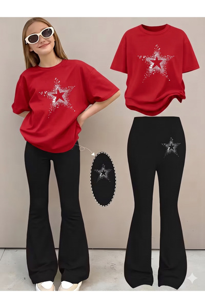 YUNAYT Set de pantaloni evazați și tricou spaniol pentru fete