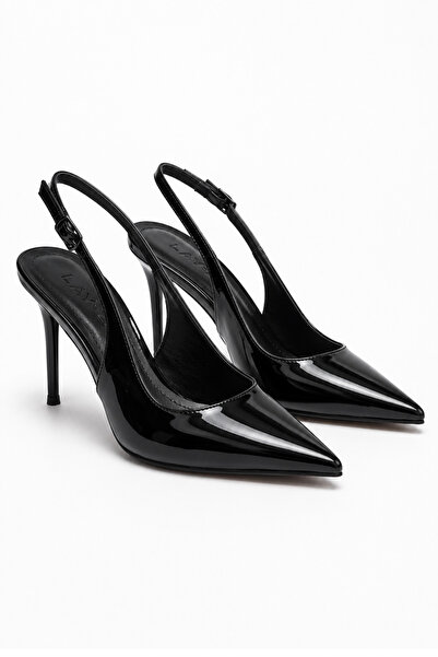 Women Lay-z Tocuri de damă cu toc de 9,5 cm, din piele lăcuită neagră, cu cat...