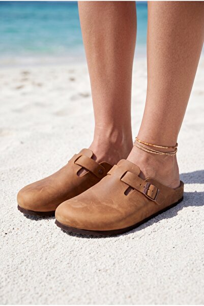 Brexia Dune Women's and Men's Genuine Cork Sole Suede Buckle Closed Toe Anato...