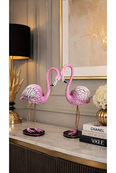 Gardenya Dekoratif Pembe Flamingo Polyester Biblo Seti