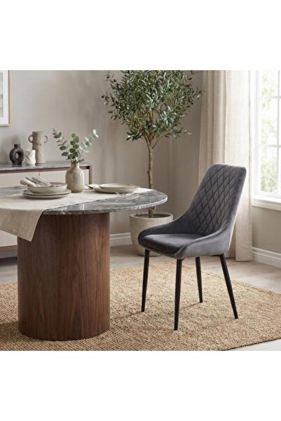 BAYTI Chair Sitting Velvet Color Gray