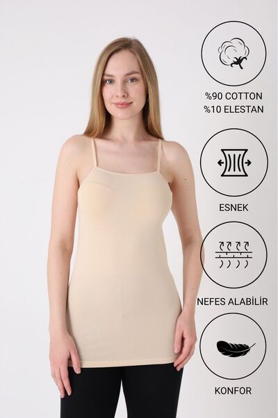 Altınay Women's Cotton Rope Strap Plain Tank Top - 90% Cotton