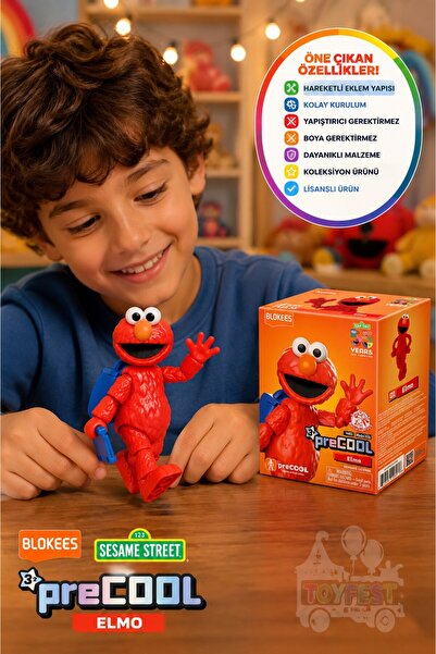 TOYFEST Susam Sokağı BLOKEES Sesame Street Elmo Figür Model Kit Hareketli Oyu...