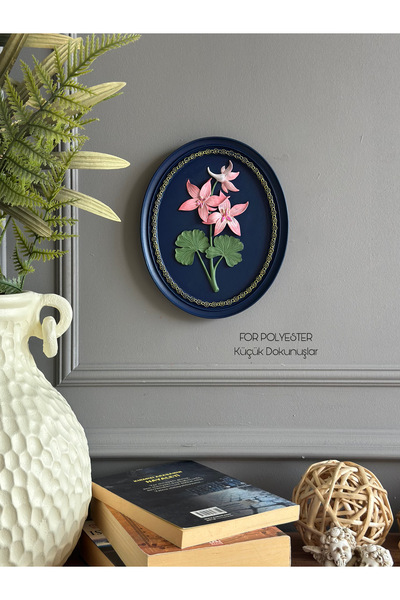 FOR POLYESTER Küçük Dokunuşlar Dekoratif Flowers Duvar Aksesuarı Lacivert Ova...