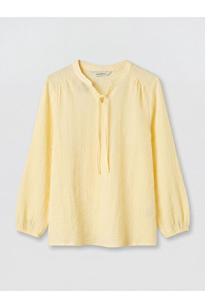 LC Waikiki New Season from Güli̇s Gi̇yi̇m Yellow Tie-Neck Textured Blouse