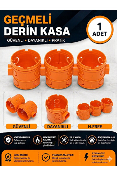 HaMiVu 10 ADET Derin Geçmeli Kasa Kapaksız Sıva Altı Priz Ve Anahtar İçin Tur...