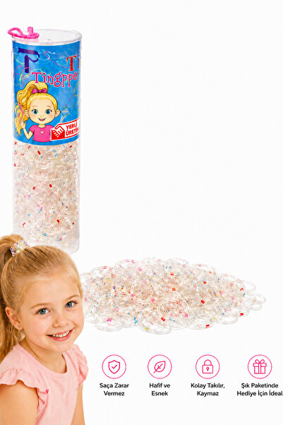 Trend Mix Kids Pachet de 200 de agrafe de păr din cauciuc negre pentru copii