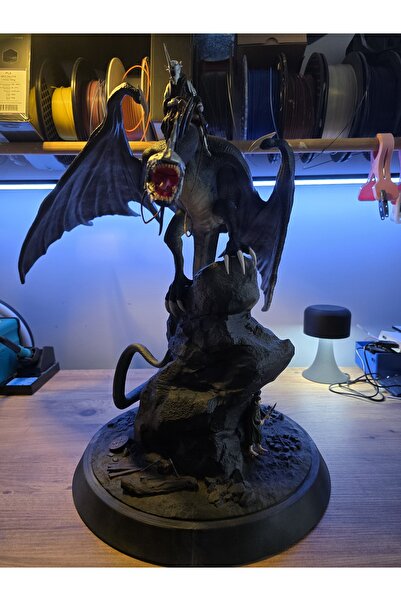 Pilovestik Nazgûl Fellbeast Diorama | Elle Boyanmış Yüzüklerin Efendisi Heyke...