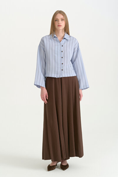 Nihan Combined Skirt and Shirt Viscose Set - Light Blue