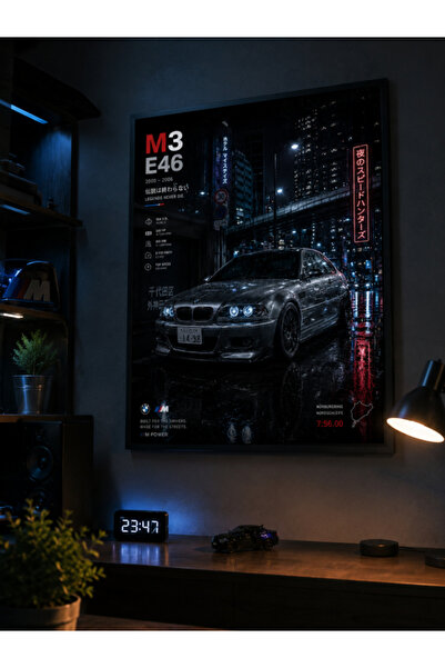 dwarıa BMW M3 E46 Tokyo Night Premium Poster | 35x50 & 50x70
