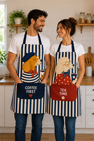 AYSHOME Ays Home Maksimalist Trend Striped 2-Piece Kitchen Apron Set