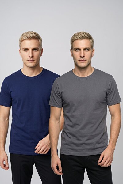 fevien Advantageous 2-Pack Men's Crew Neck Short Sleeve Basic T-Shirt Casual ...
