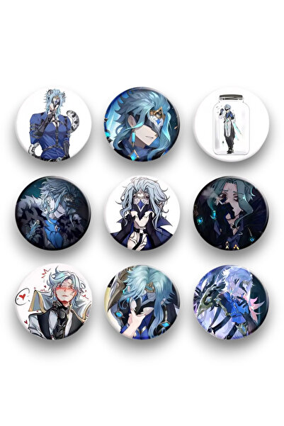 Major Selection 9 Adet Genshin Impact Rozet Seti 44 mm Anime Karakter Pin Bad...