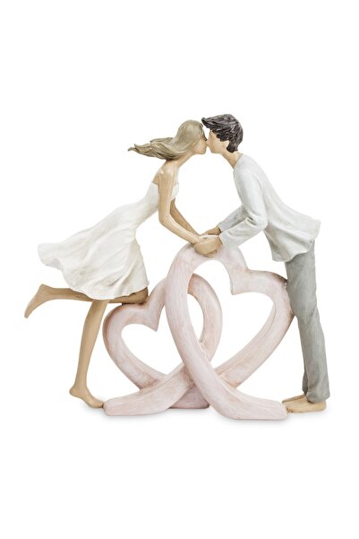 DecoDepot Figurină cuplu decor inimă, 22.5x23.5x6.5 cm