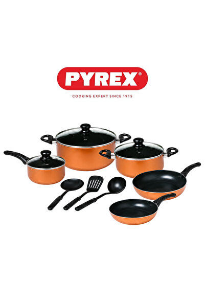 Pyrex Family Touch 11-Piece Cookware Set – Non-Stick Pots & Pans with Lids & ...