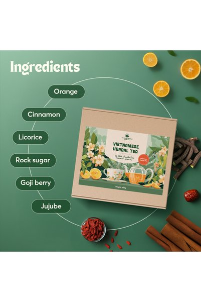 The Caphe Vietnam Herbal Tea – Cinnamon Orange Blend (15 Sachets) | Caffeine-Free, Citrus & Spiced, Smooth & Warming