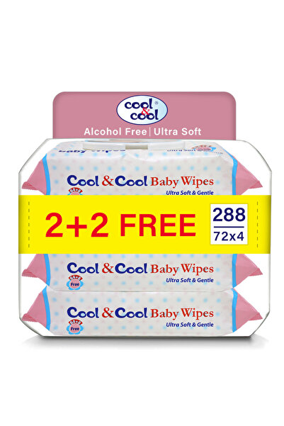 COOL & COOL Baby Wipes 72’s 2+2 Free (Pack of 4) - Alcohol Free,Paraben Free,...