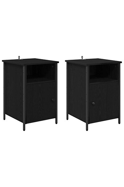 vidaxl Dulap de noapte 2 pcs Stejar Negru 40 x 42 x 60 cm