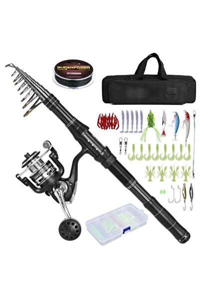 Arabest Fishing Rod & Reel Combo, Telescopic Pole 3M Medium Heavy with Spinni...