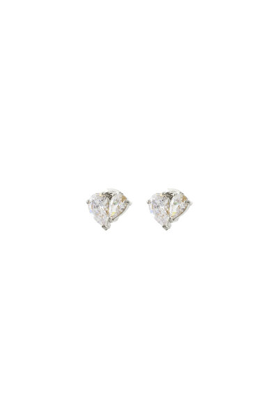 OXETTE Stainless steel screw earrings with colorless zirconia Happy Hearts