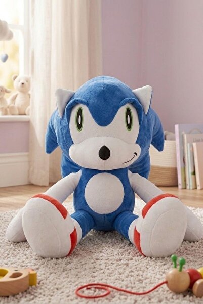Solemia 50 CM Büyük Boy Sonic Peluş Oyuncak – Yumuşacık Sevimli Kahraman Çocuk Hediyesi