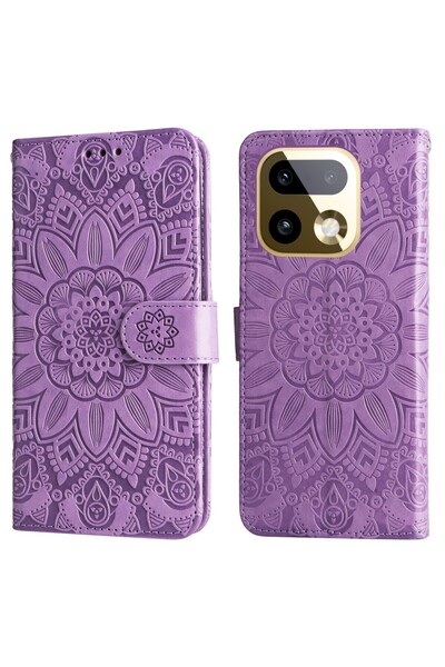 sscase Embossed Sunflower Θήκη Πορτοφόλι Purple (Realme 16 Pro Plus 5G)