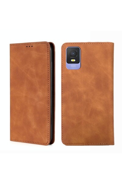 sscase Skin Feel Magnetic Leather Θήκη Βιβλίο Light Brown (TCL 403)