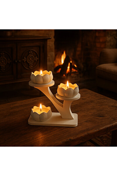 Bal Craft Dekoratif Stantlı Lotus Mum Set