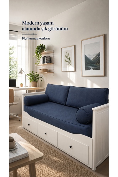 Evimstil Hemnes Uyumlu Divan Kılıf Seti 80x200x24 cm 2 Sırt Minderli 2 Sosis ...