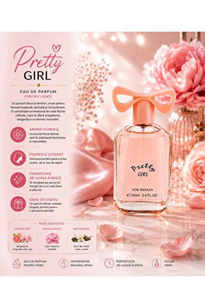 Pretty Parfum Damă Girl 100ML, Aromă Florală Dulce cu Note Feminine și Rafinate