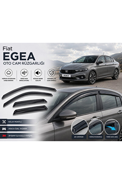 CarEste Fiat Egea Sedan HB Cross Uyumlu Oto Cam Rüzgarlığı 4’lü Set Siyah 3M ...