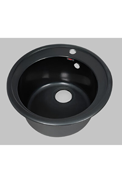 Casa Stile Chiuveta compozit Atlas Q51 rotunda, crem/negru/gri, sifon inclus